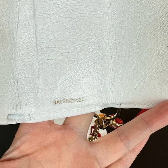 BALENCIAGA Graffiti leather compact wallet wristlet with keychain charm - Picture 9 of 14